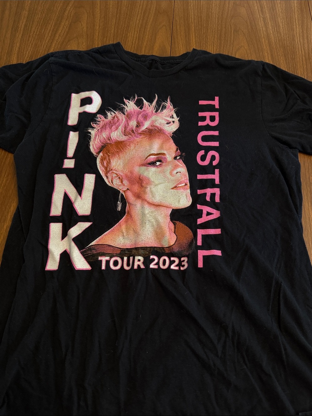 PINK Victoria's Secret Black Tee with Pink Graphic - Trustfall Tour 2023